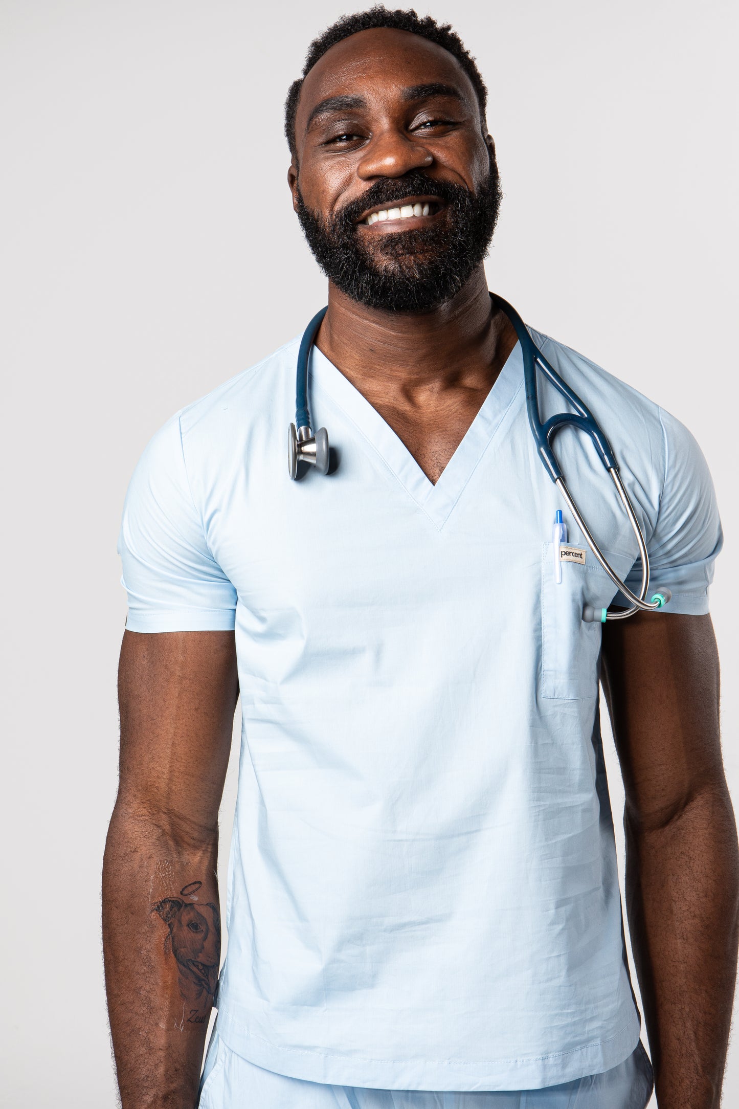 100% Organic Cotton Scrub Top Ceil Blue