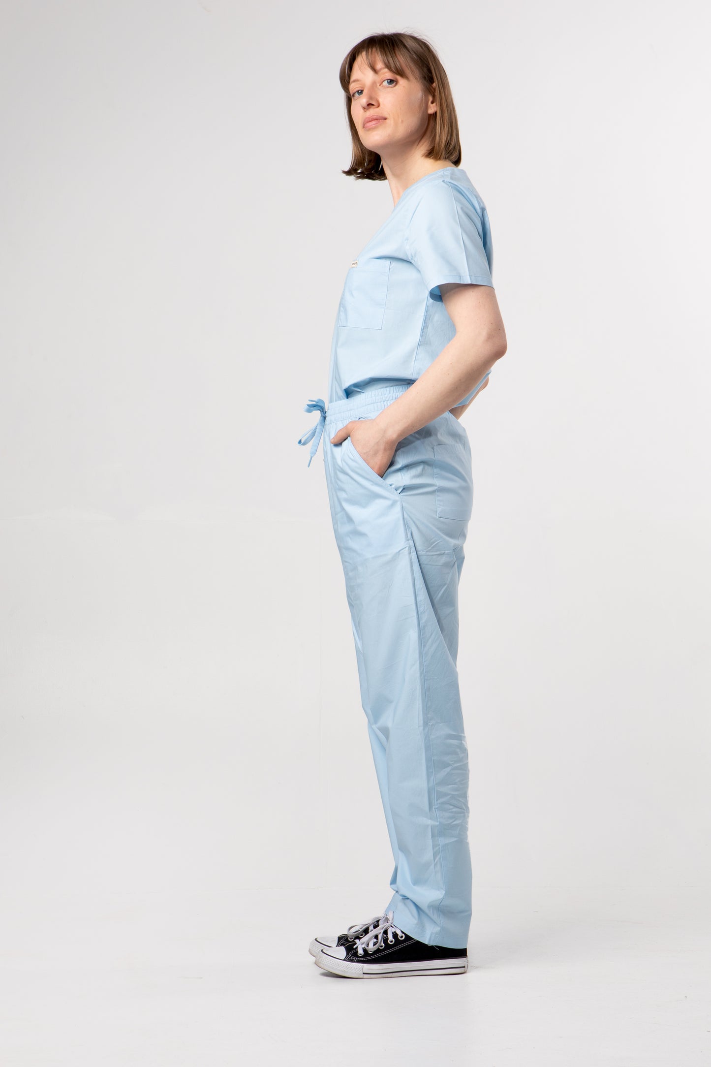 100% Organic Cotton Scrub Pants Ceil Blue