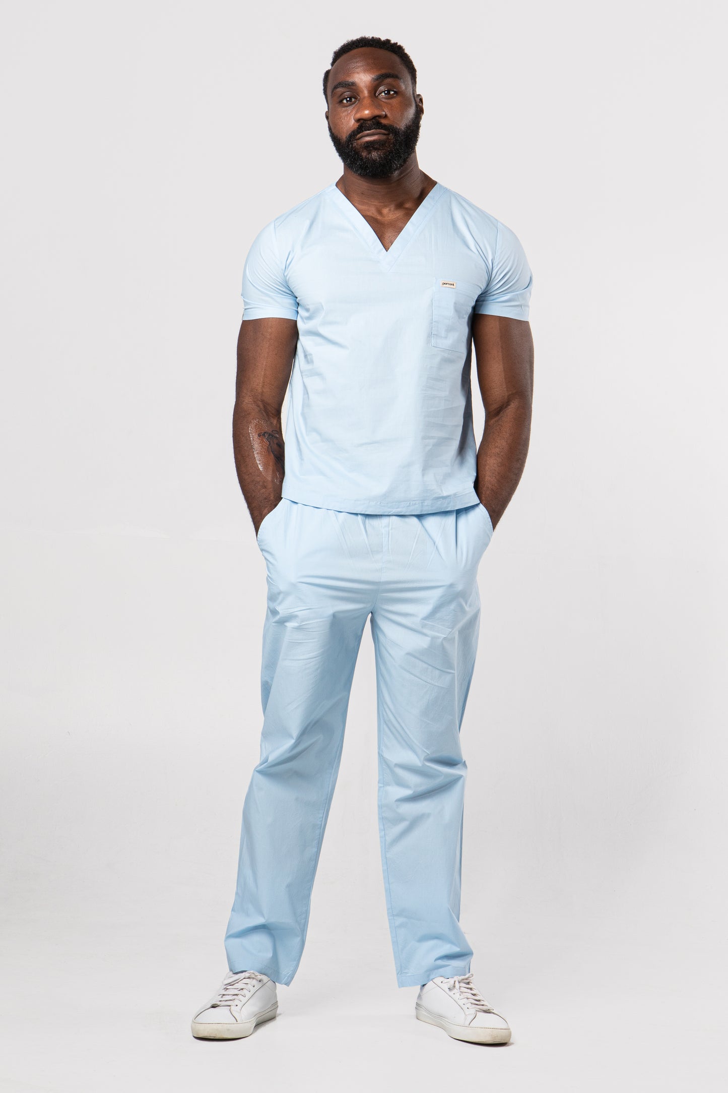 100% Organic Cotton Scrub Pants Ceil Blue