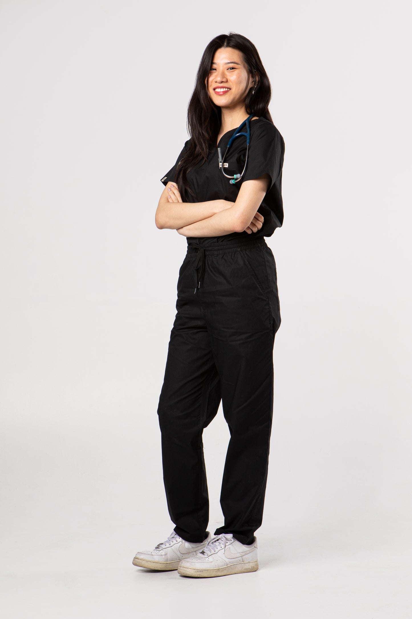 100% Organic Cotton Scrub Top Black