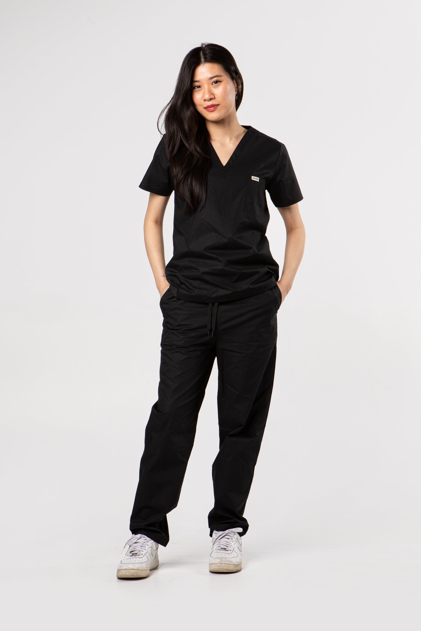 100% Organic Cotton Scrub Top Black