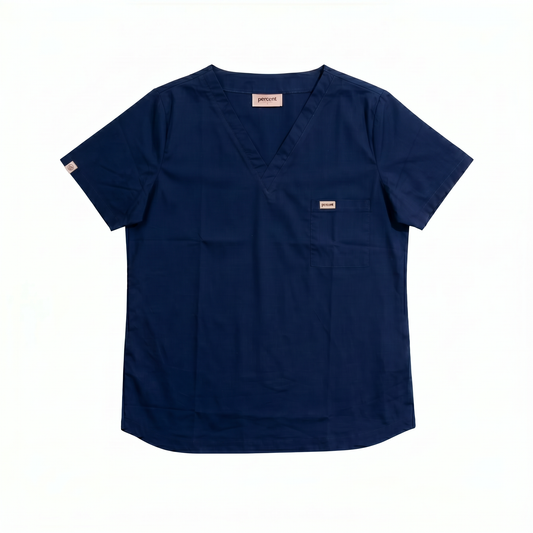 100% Organic Cotton Scrub Top Navy Blue