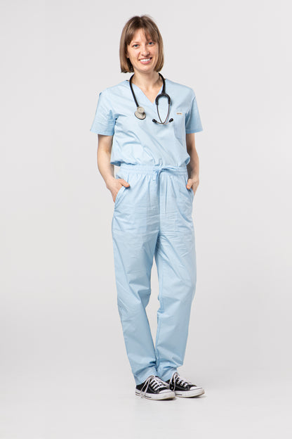 100% Organic Cotton Scrub Pants Ceil Blue