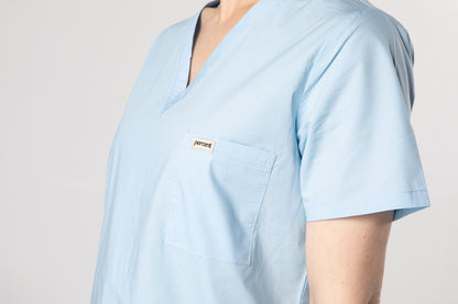 100% Organic Cotton Scrub Top Ceil Blue