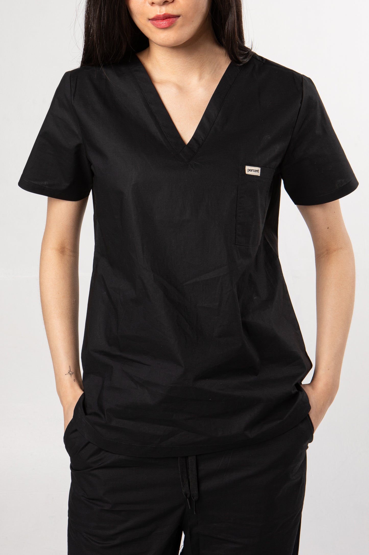 100% Organic Cotton Scrub Top Black